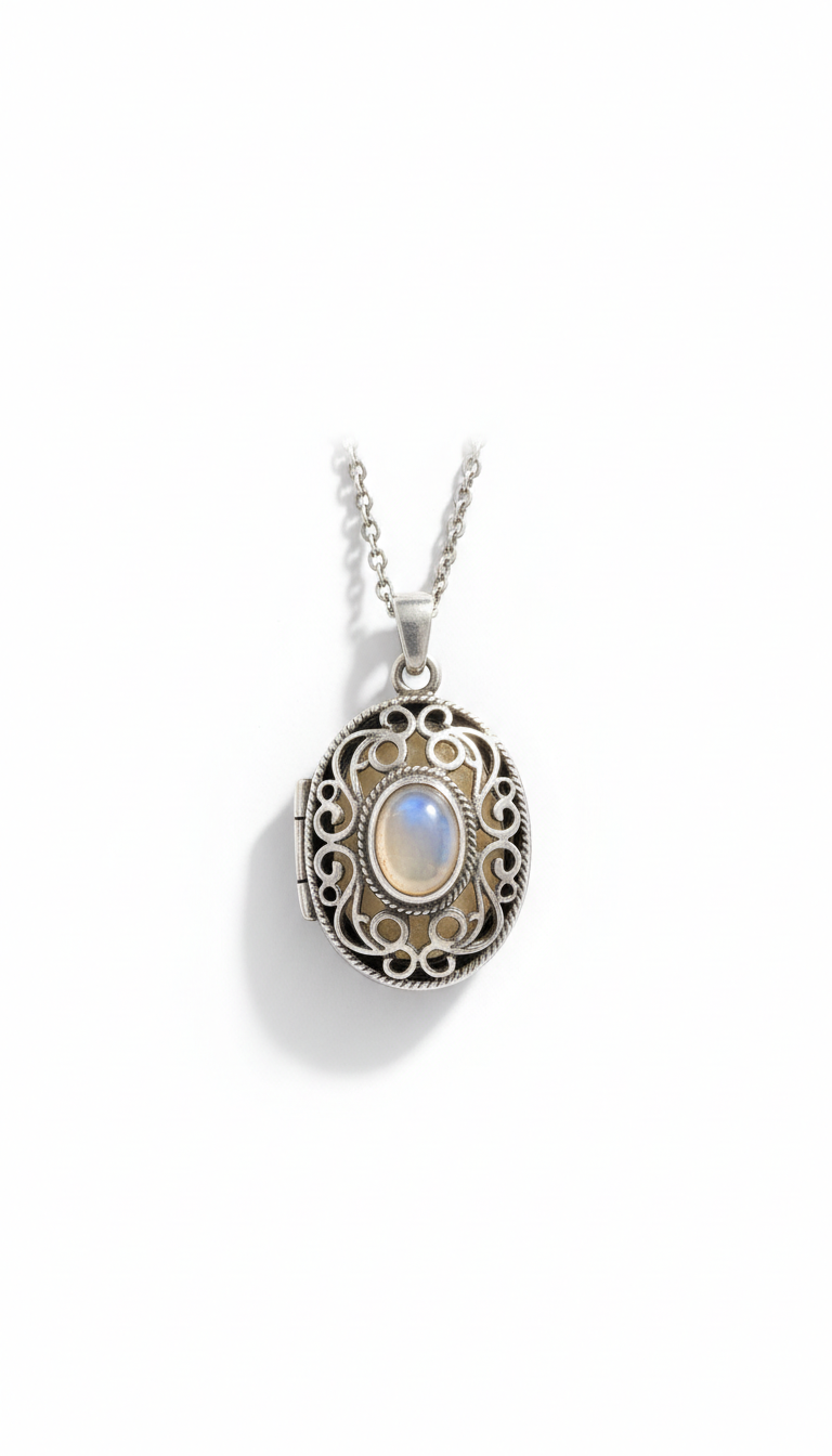 Vintage-inspired silver locket necklace
