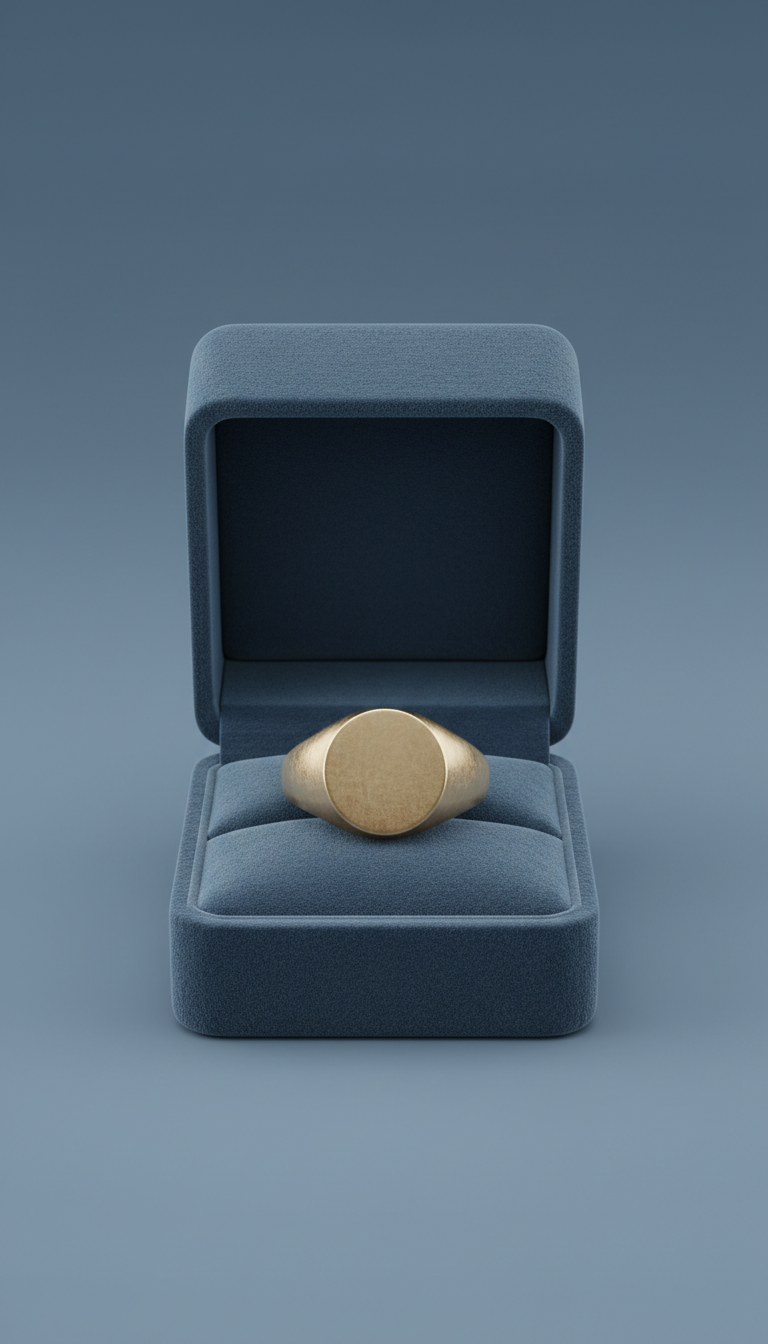 Antique gold signet ring with velvet box
