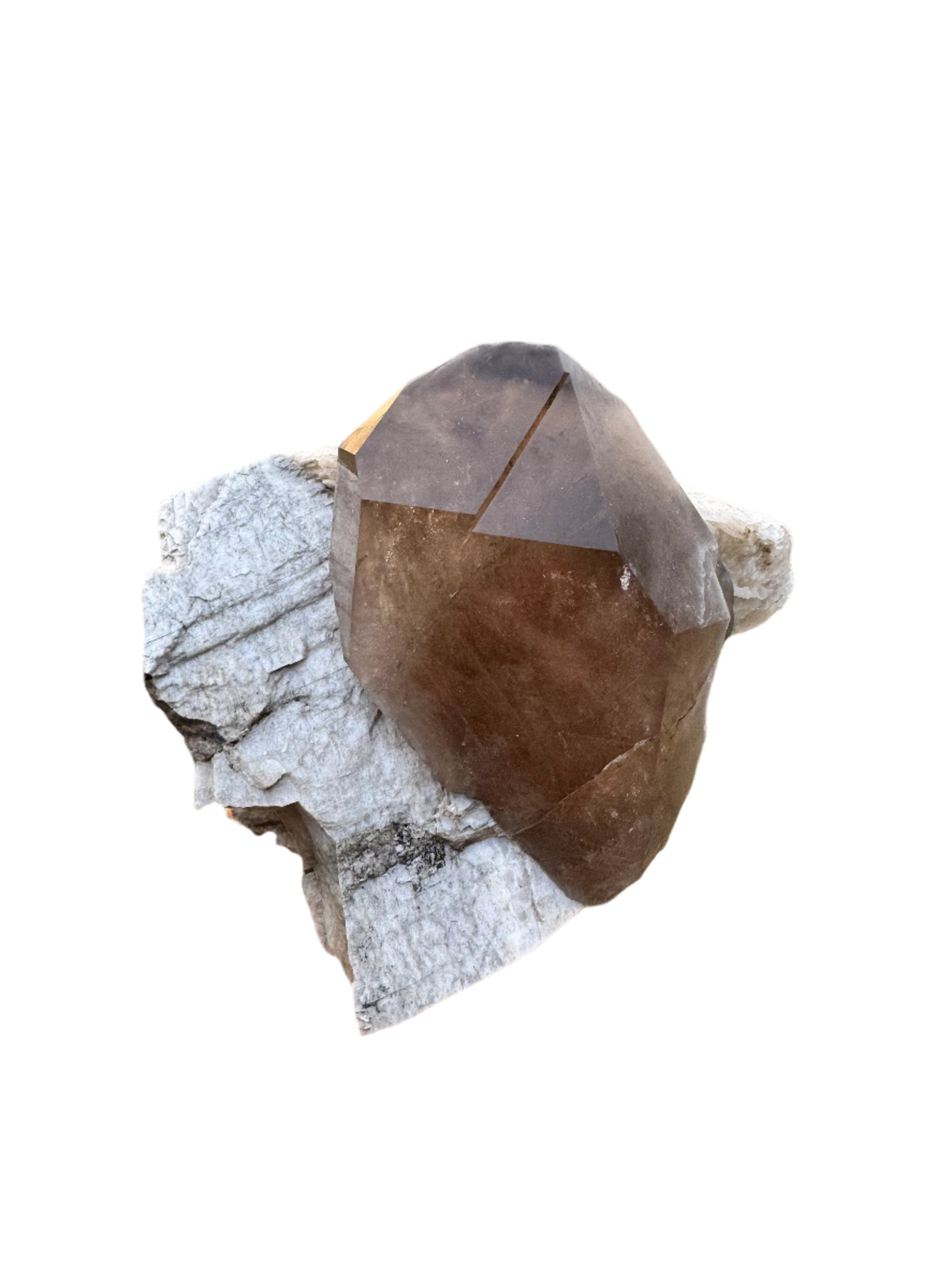 Large Smoky Quartz on Feldspar with Clevelandite
