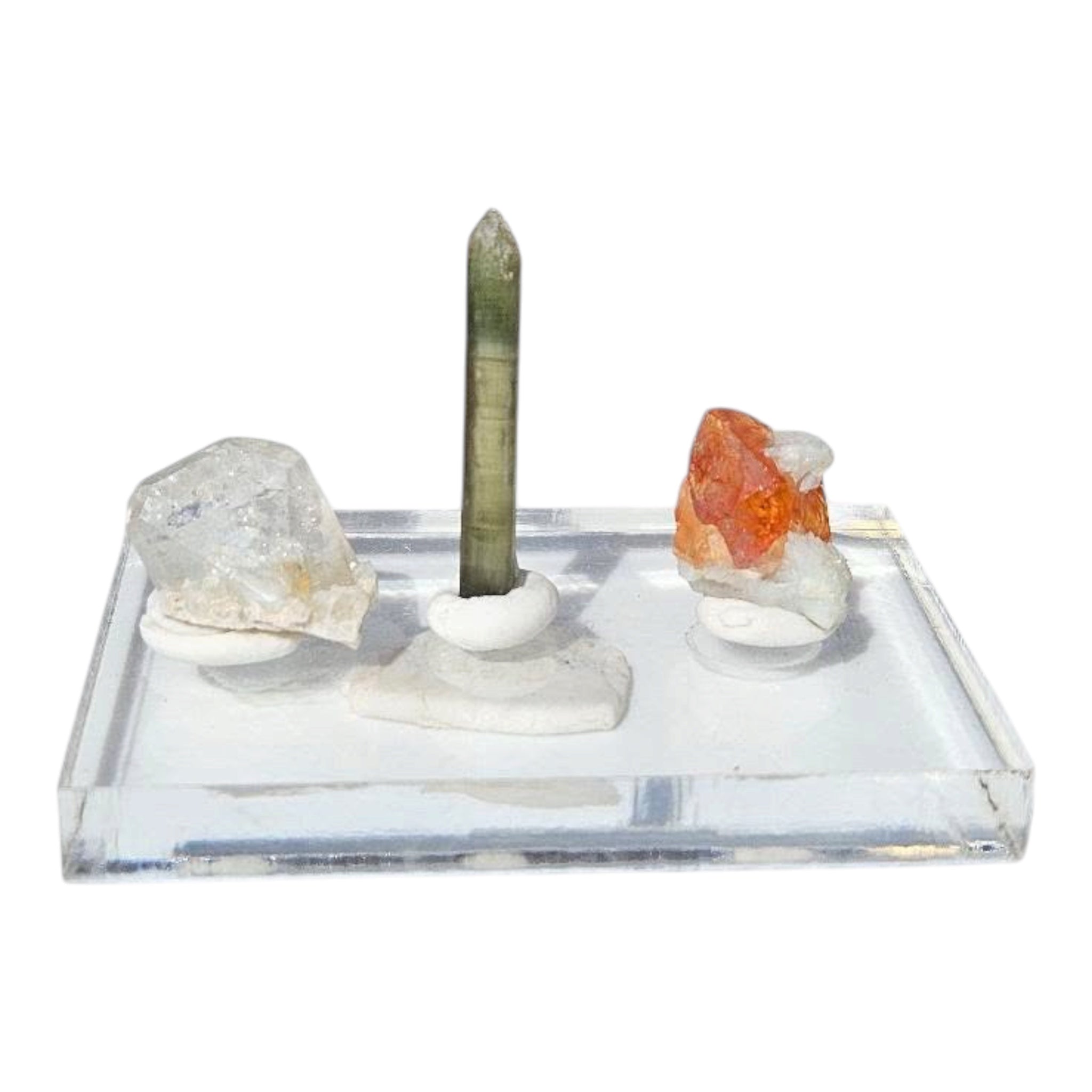 The Verdant Ember Trio - Green Tourmaline, Topaz, & Spessartine