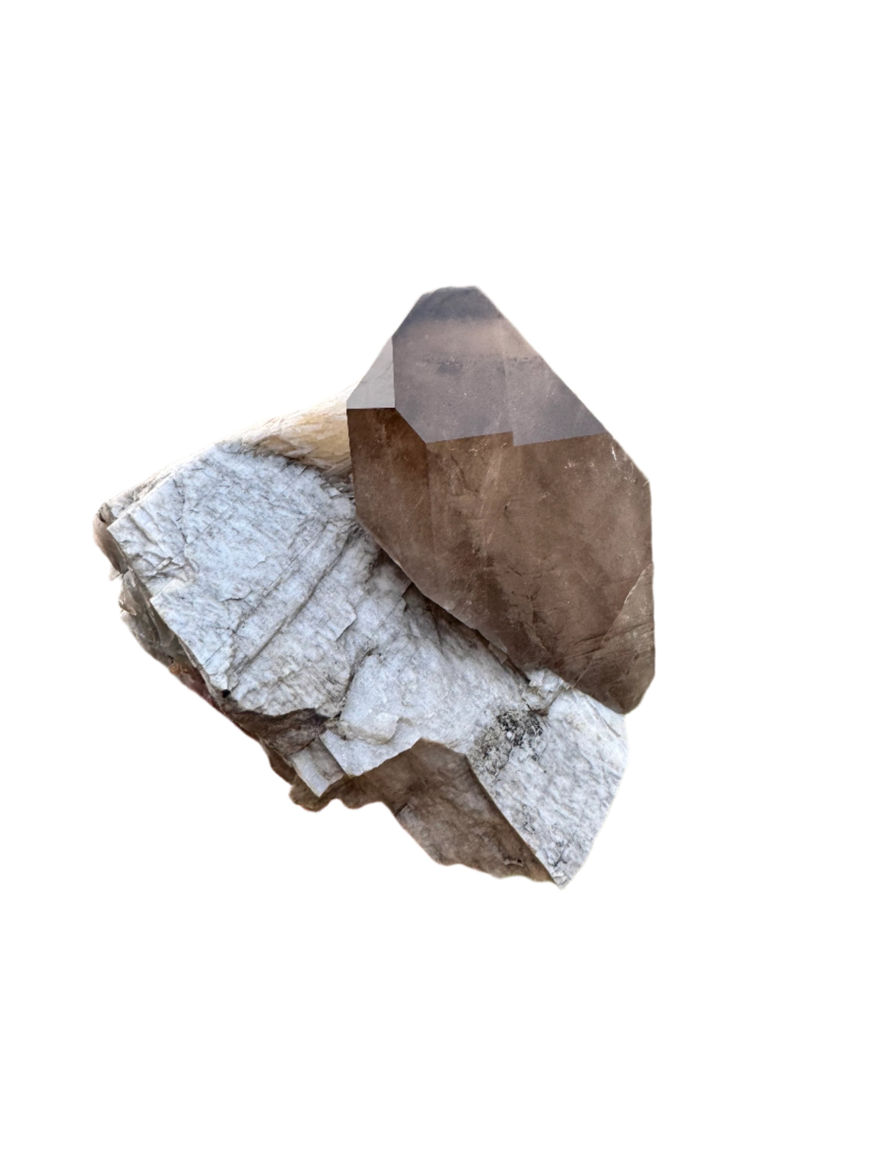 Large Smoky Quartz on Feldspar with Clevelandite