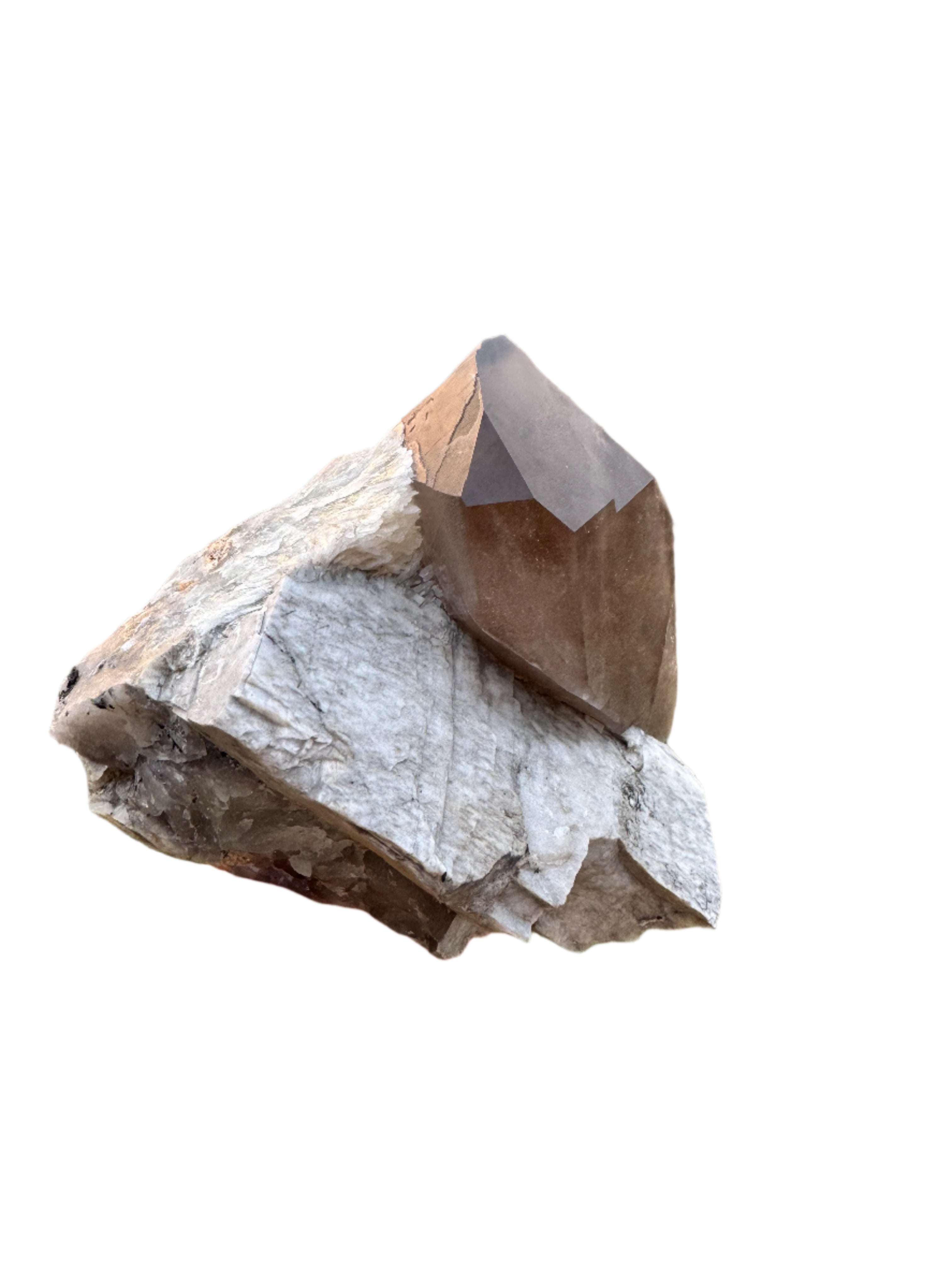 Large Smoky Quartz on Feldspar with Clevelandite