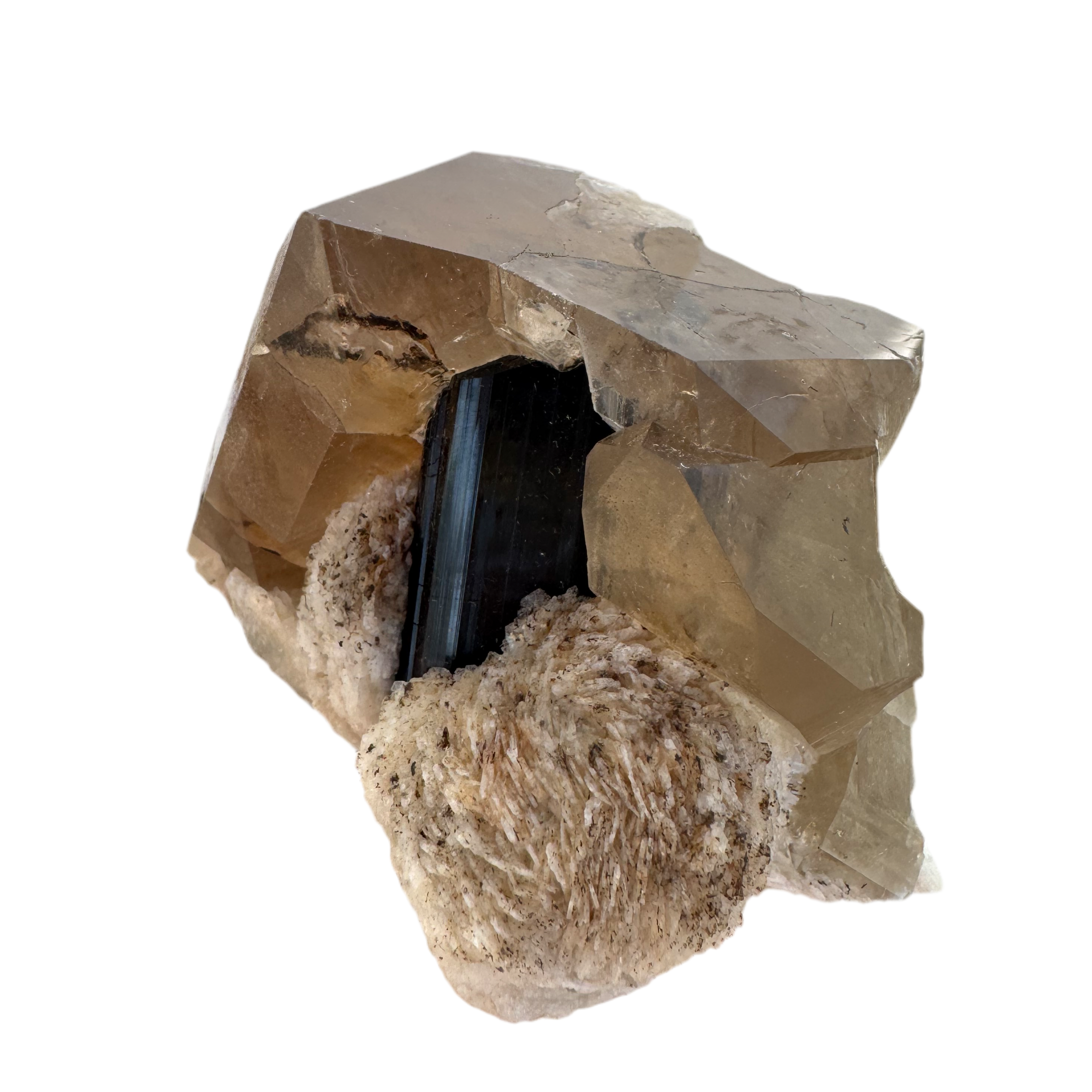 Terminated Schorl on Clevelandite & Smoky Quartz